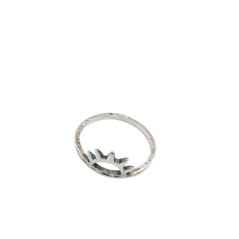 Sterling Silver Hammered Sun Ring Size 5.75 Southwestern Boho Pura Vida 925 1 g